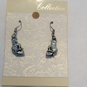 NWOT Collection B Silver Skull Earrings